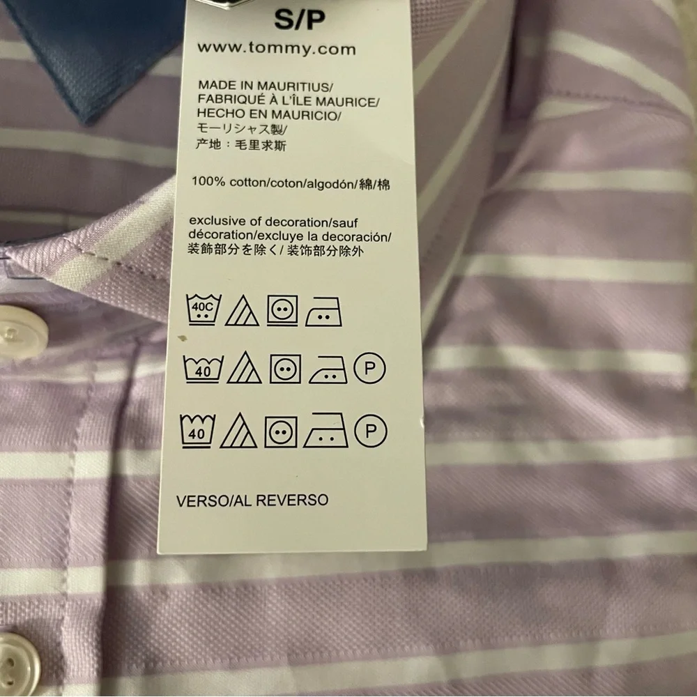 Tommy Hilfiger NEW Men’s Pastel Purple and Cream Striped Shirt 👔 Size: Small - Picture 5 of 7